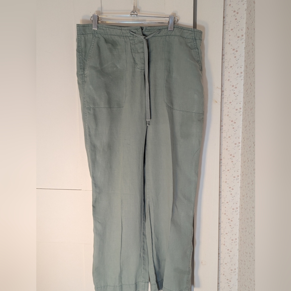 LL Bean Linen Sage Pants 10 Reg